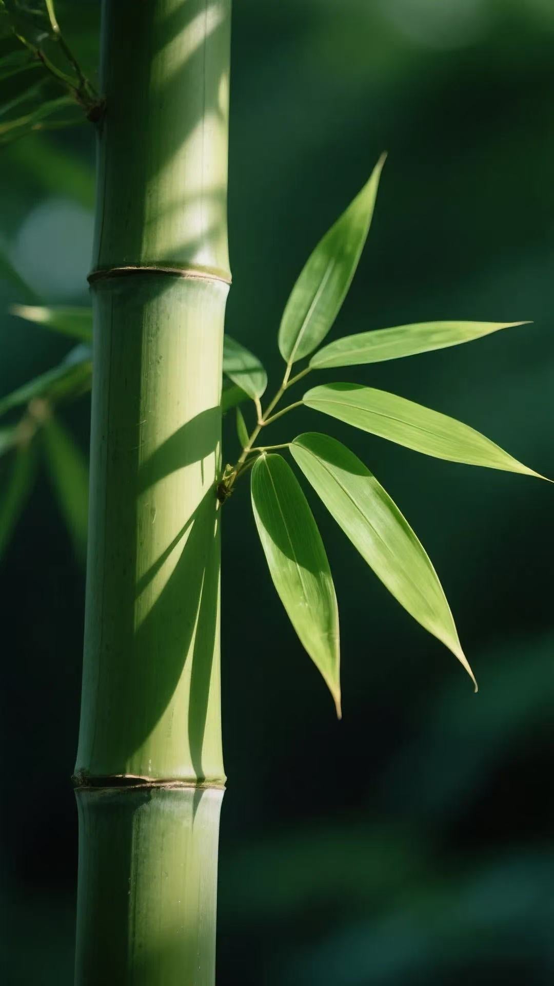 Sunlit green bamboo stalk and leaves representing the litter's plant-based material