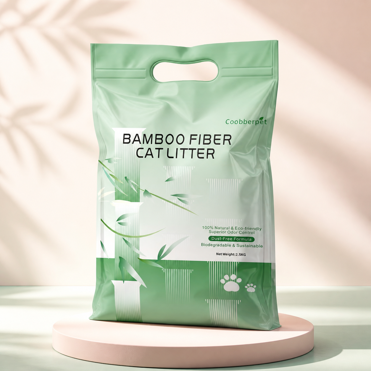 Front of one mint green Coobberpet bamboo litter inner bag
